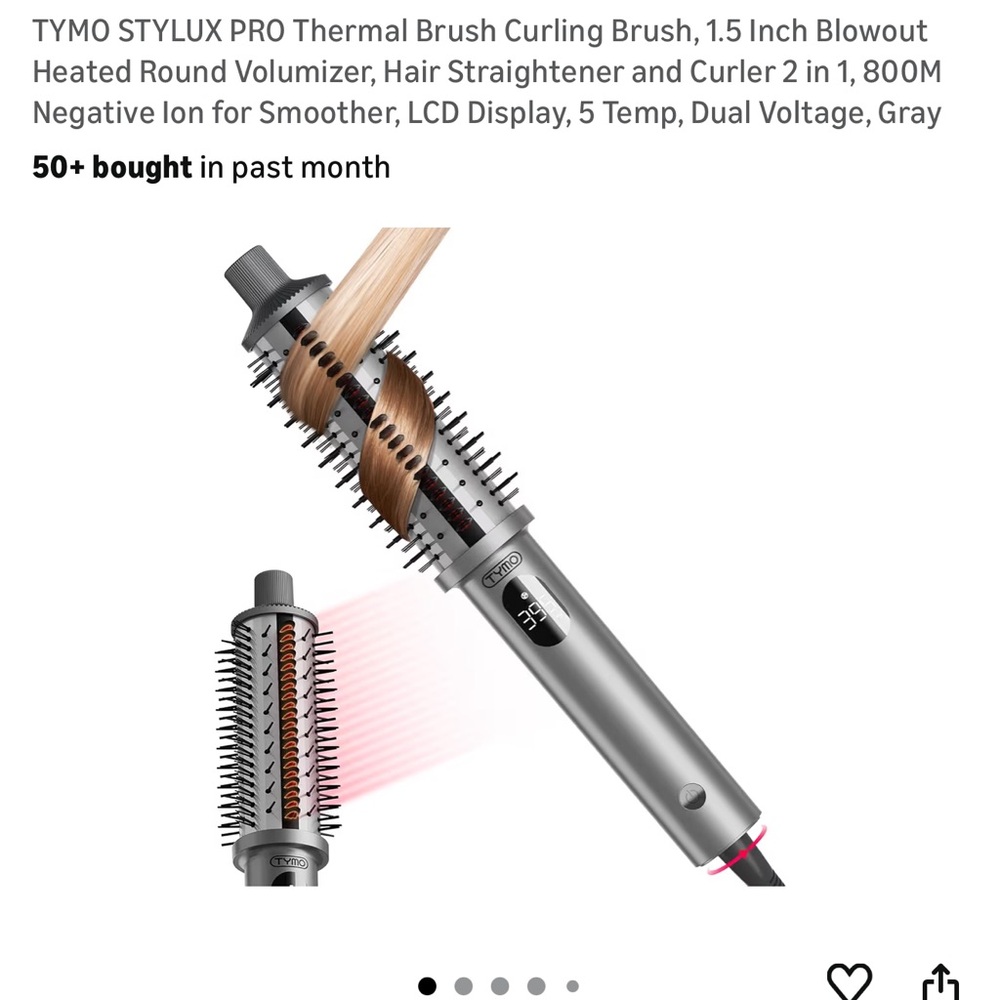 TYMO STYLUX PRO Thermal Brush Curling Brush 1.5 inBlowout Heated Round Volumizer